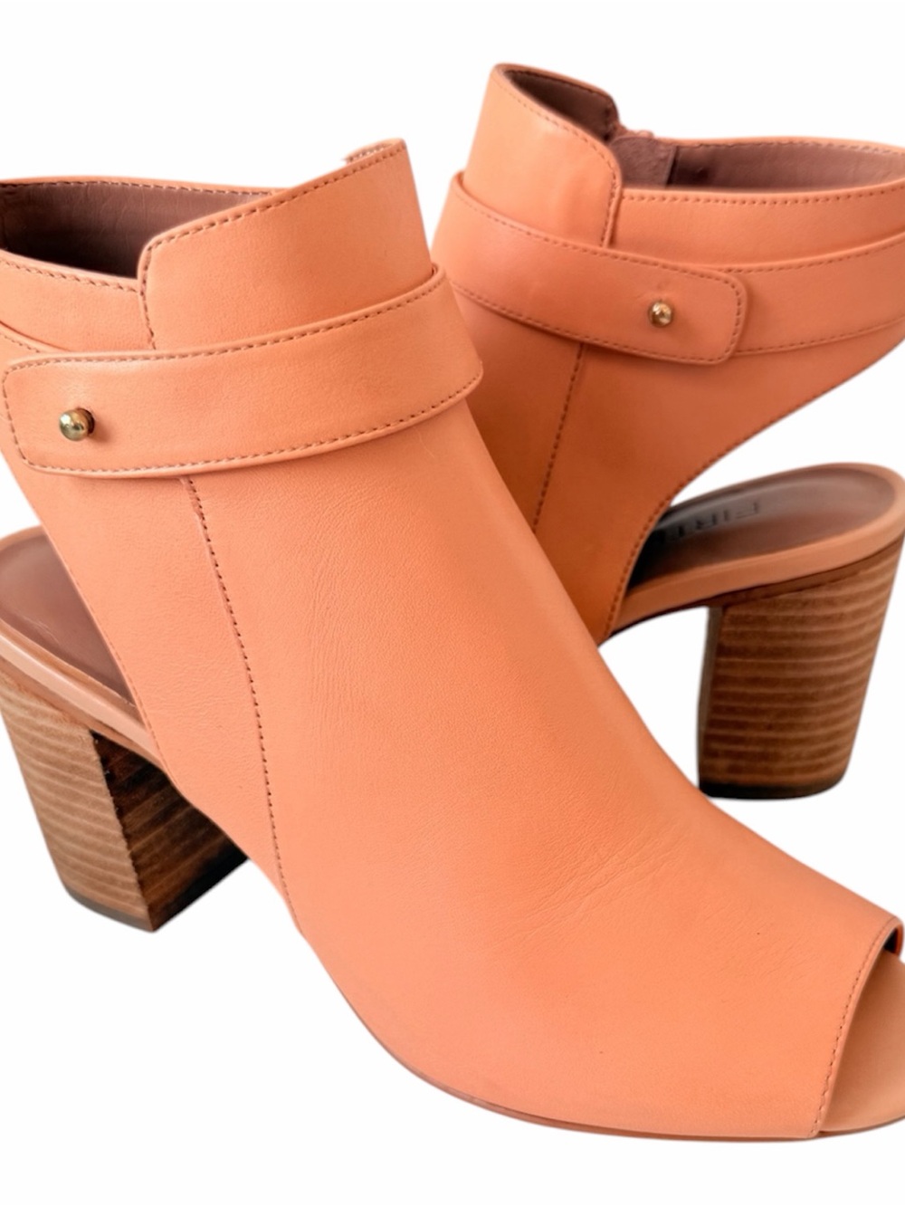 Firth Leather Light Peach Peep Toe Bootie The Shay Model Size 6.5